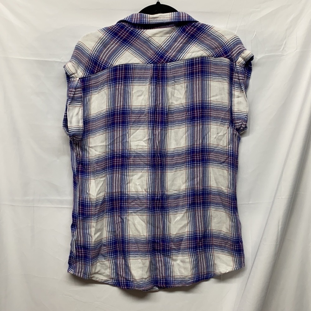 Rails Blue Plaid Button Down Shirt blouse sz small - Picture 5 of 5